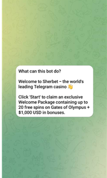 Sherbet Telegram Main Screen