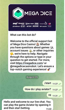 MEga Dice Customer Support Bot