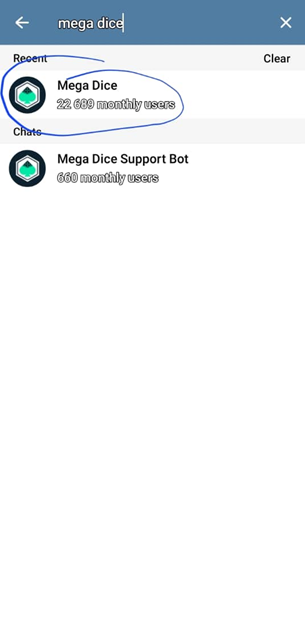 Mega Dice Search on Telegram