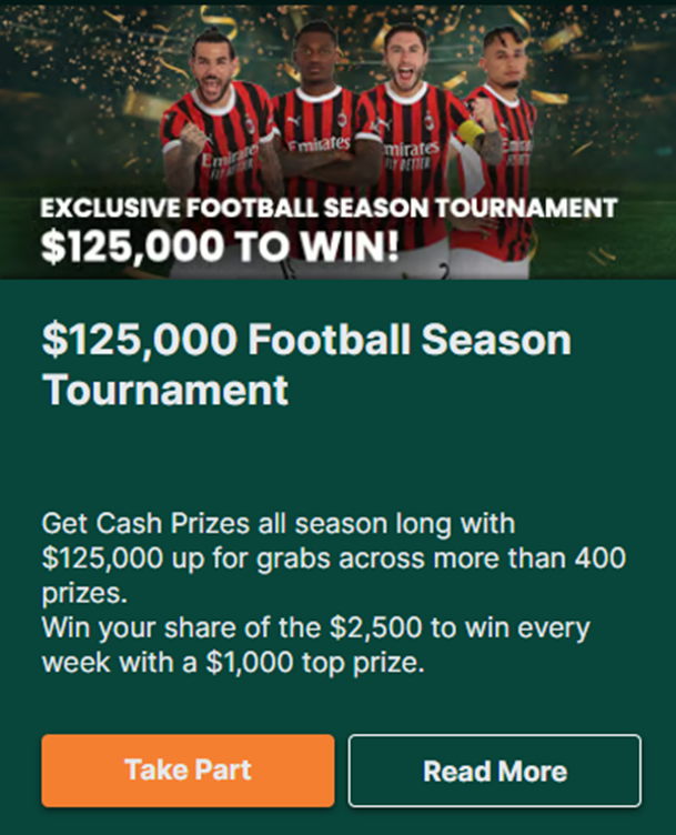 TGCasino Exclusive $125,000 Football Season Tournament