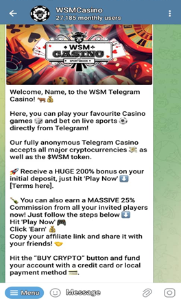  WSM Casino Telegram Main Screen 1
