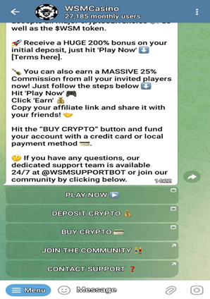 WSM Casino Telegram Wallet 2