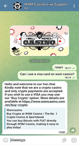 WSM Casino Telegram Customer Support ad WSM Community 2