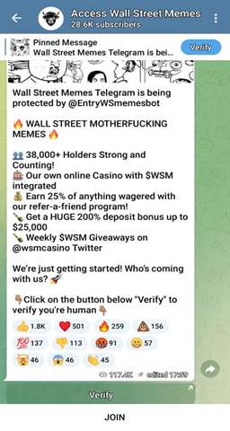 WSM Casino Telegram Customer Support ad WSM Community 1
