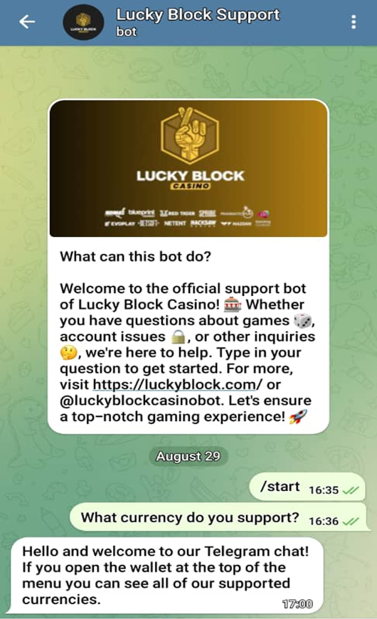 Lucky Block Telegram Live Chat Customer Support