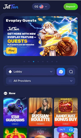 JetTon Casino Telegram Main Screen 1