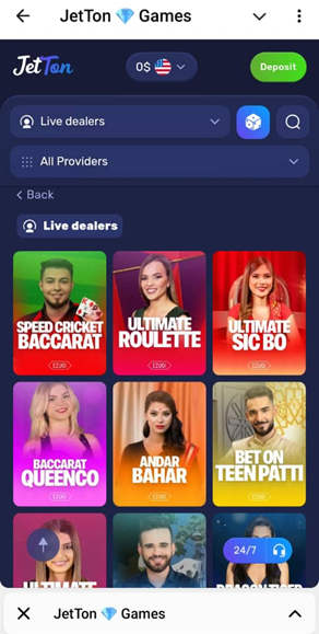 JetTon Live Casino Games