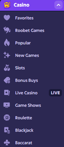 Roobet Casino Offerings