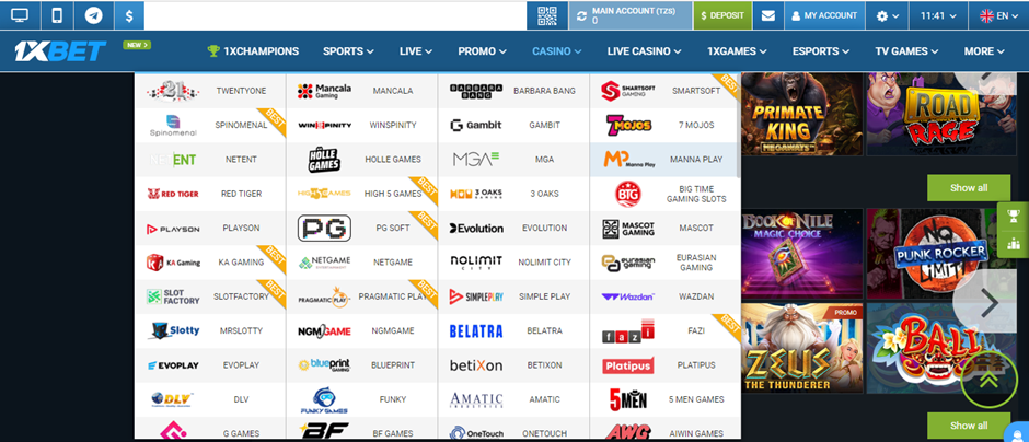 1xBet Casino Software Providers