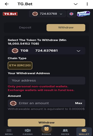 TgBet Casino Telegram Payment Methods: Deposits and Withdrawals